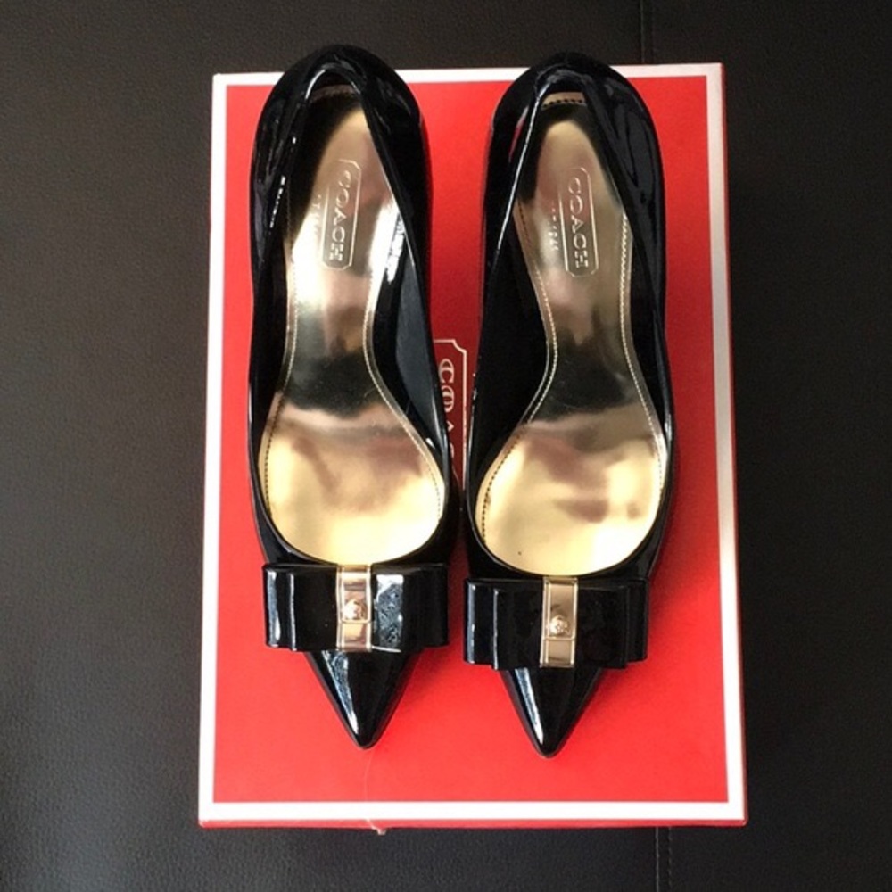 Coach Landrie Patent Black Leather Stiletto Shoes